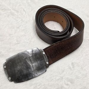 Diesel Vintage Dark Brown Belt with Distressed Silver Buckle Size‎ 36"